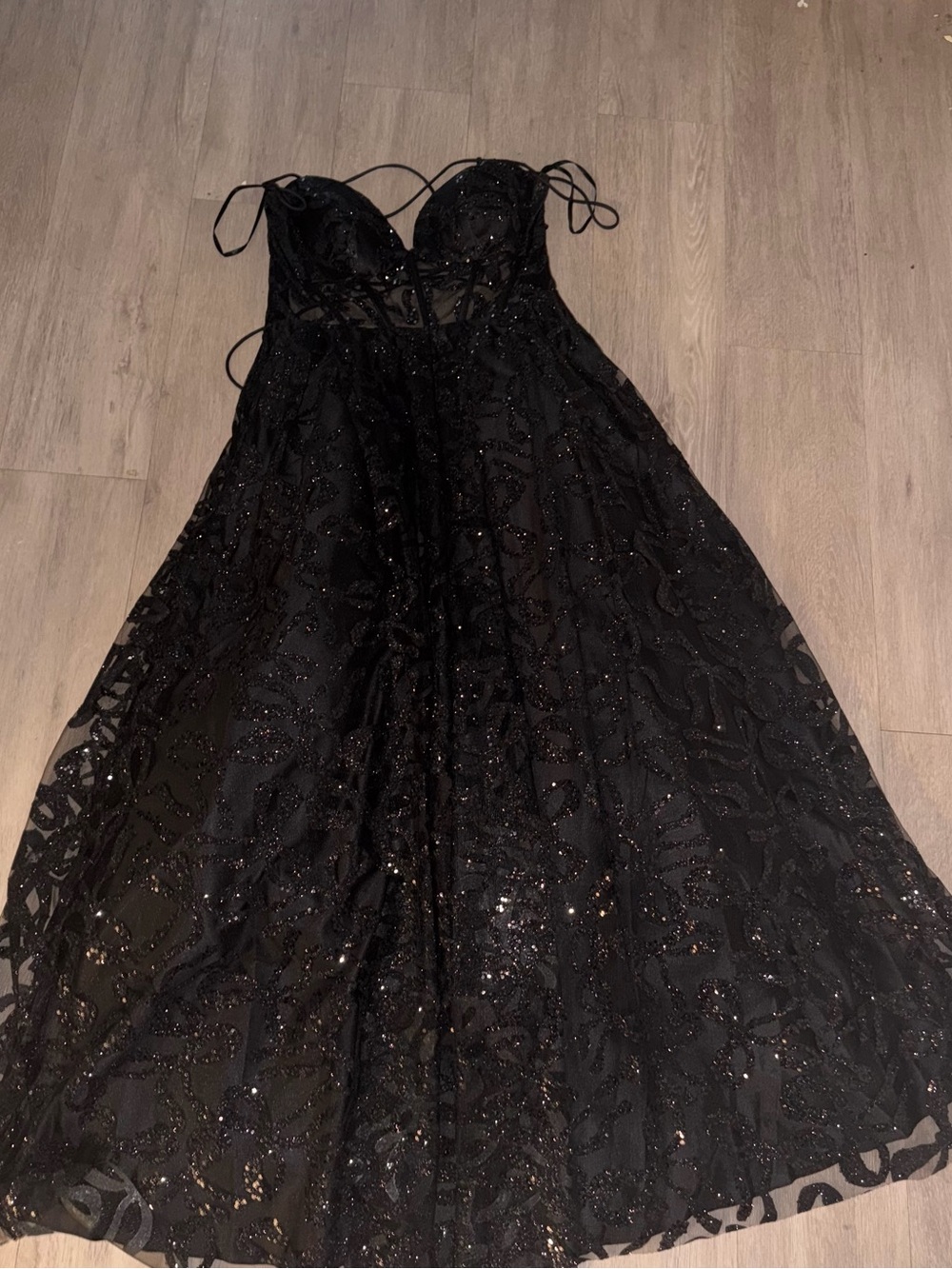 Windsor Black Sparkle A-Line Evening Dress Prom Homecoming